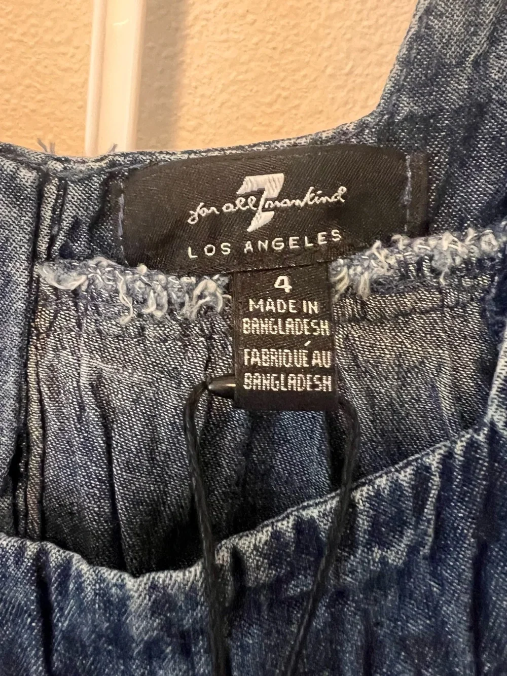 7 For All Mankind Dark Blue Denim Baby Dress with Cream Shorts Size 4 NWT